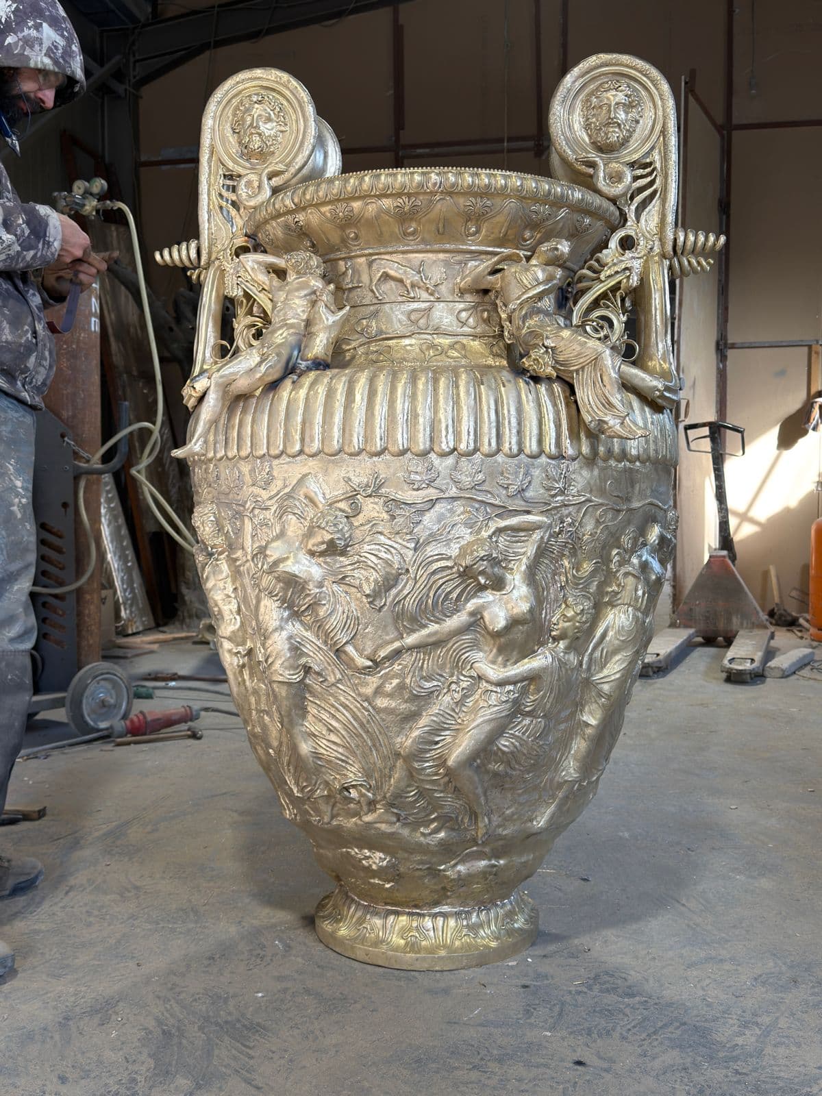 Derveni Krater replica during finishing in the workshop